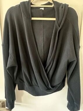 Gilly Hicks Black Ribbed Deep Vneck Surplice Sweater S